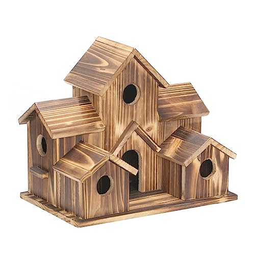 GANYKQ Vogelhaus Futterhaus aus Holz für den Außenbereich Kleiner Garten Vogelnest Box Handgefertigtes Vogelhaus mit 6 Löchern für Wildvögel von GANYKQ