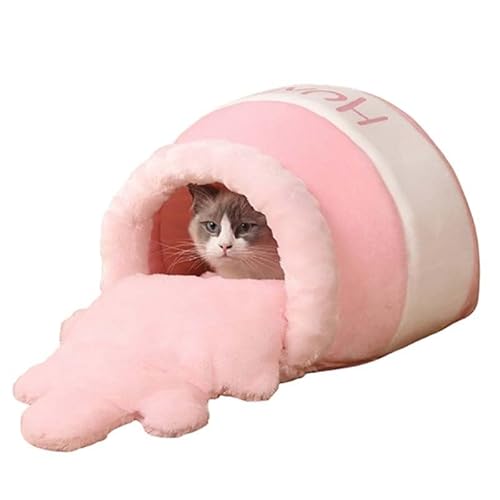 GAOCUNBING Winter Warm Katzenbett, Katzenbett Honigtopf Form, Katzenschlafsack mit abnehmbarem Kissen, Memory Foam Pet Comfort Mat Waschbar Katzenbett für kleine Katzen B von GAOCUNBING