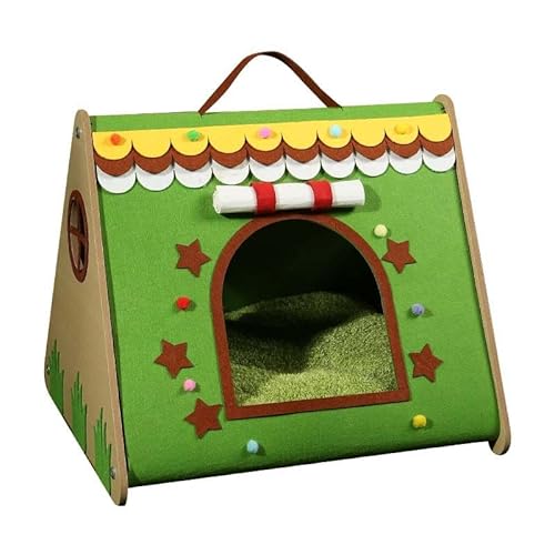 Handtasche Katzenhaus Holz Multifunktions Haustier Komfortmatte Dick Warm, Kleines Haustier Tiere Bett Katzenvilla Katzenbett Kratzfestes und Verschleißfestes Haustierbett von GAOCUNBING