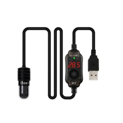 GAOHOU Mini-Heizstab für Aquarien, USB-Heizstab, 10 W, Thermostat-Heizung, tauchfähige Temperaturanzeige für 1–3 l Aquarien von GAOHOU