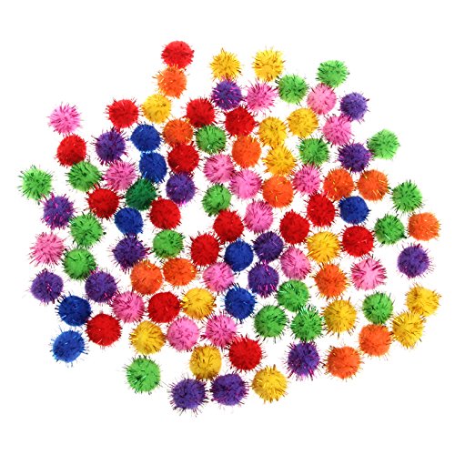 GAOINTELL 100 Stück Bunte Glitzer Lametta Kleine Pom Bälle Für Spielzeug Für Bällebad Bällebad 200 Bällebad Bällebad 500 Baby Ballgrube von GAOINTELL