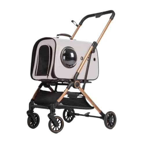 GAOJUNAN Hundewagen Hunde Kinderwagen Faltbarer Haustier-Kinderwagen, 3-in-1-Hundewagen Mit Abnehmbarer Raumtasche Und Aufbewahrungskorb, 4 Räder Für Hunde Und Katzen Hundebuggy Hunderollstuhl(Grey) von GAOJUNAN