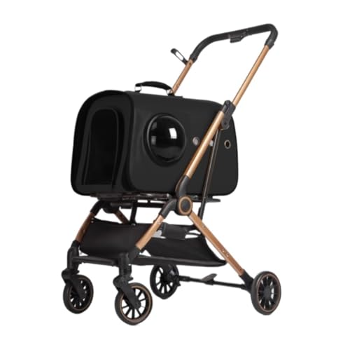 GAOJUNAN Hundewagen Hunde Kinderwagen Faltbarer Haustier-Kinderwagen, 3-in-1-Hundewagen Mit Abnehmbarer Raumtasche Und Aufbewahrungskorb, 4 Räder Für Hunde Und Katzen Hundebuggy Hunderollstuhl(Black) von GAOJUNAN