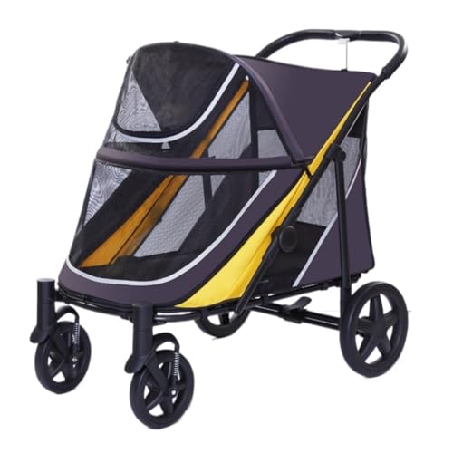 GAOJUNAN Hundewagen Hunde Kinderwagen Reise-Hundewagen, Faltbarer Katzenwagen Mit 4 Rädern Für Kleine Und Mittelgroße Hunde Und Katzen Hundebuggy Hunderollstuhl(B) von GAOJUNAN