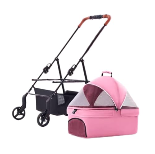 Hundewagen Hunde Kinderwagen 3-in-1-Klappwagen Für Katzen Und Hunde, 4 Räder, Haustier-Kinderwagen Mit Abnehmbarem Träger Und Aufbewahrungskorb Für Mittelgroße Und Kleine Hunde Hundebuggy Hunderollstu von GAOJUNAN