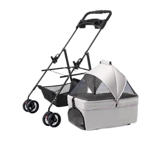 Hundewagen Hunde Kinderwagen Faltbarer Haustier-Kinderwagen, Hunde-Kinderwagen, Abnehmbarer Katzen-Kinderwagen Mit Aufbewahrungskorb Und Getränkehalter Für Kleine Und Mittelgroße Hunde Hundebuggy Hund von GAOJUNAN