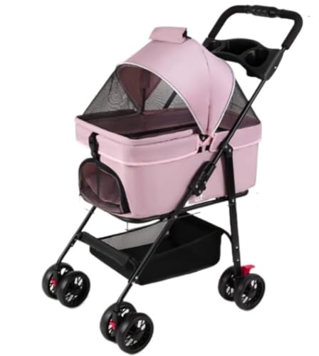 Hundewagen Hunde Kinderwagen Faltbarer Haustier-Kinderwagen, Hunde-Kinderwagen, Abnehmbarer Katzen-Kinderwagen Mit Aufbewahrungskorb Und Getränkehalter Für Kleine Und Mittelgroße Hunde Hundebuggy Hund von GAOJUNAN