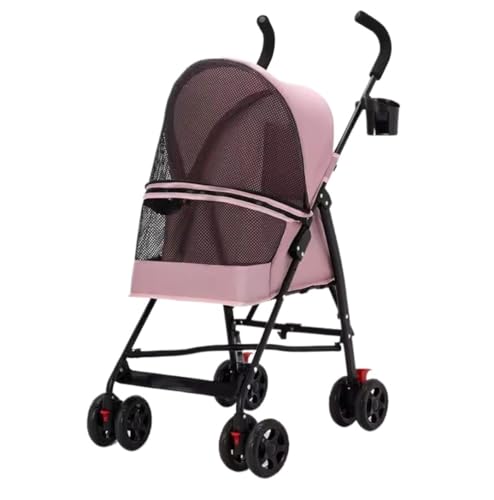 Hundewagen Hunde Kinderwagen Faltbarer Haustier-Kinderwagen Mit 4 Rädern, Tragbarer Hunde-Kinderwagen, Katzen-Kinderwagen Mit Tasche, Getränkehalter Für Kleine Hunde Und Katzen Hundebuggy Hunderollstu von GAOJUNAN