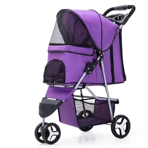 Hundewagen Hunde Kinderwagen Hunde-Kinderwagen, Haustier-Kinderwagen Mit Rädern, Träger, Katzen-Spaziergangswagen, Reise-Klappwagen Für Kleine Bis Mittelgroße Welpen Hundebuggy Hunderollstuhl(A) von GAOJUNAN