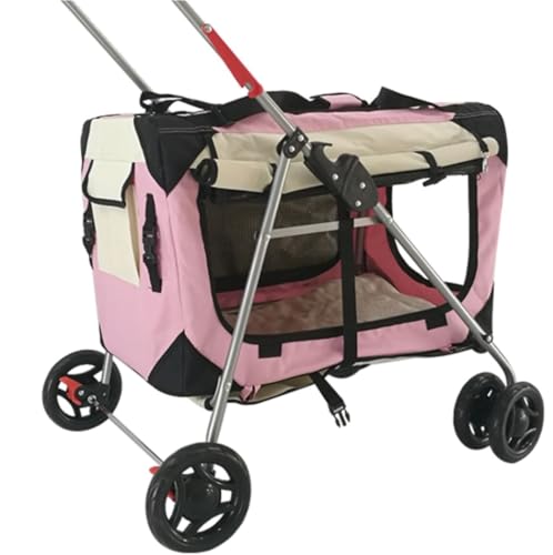 Hundewagen Hunde Kinderwagen Reise-Katzen-Kinderwagen, Haustier-Kinderwagen Mit Rädern, Faltbarer Hunde-Kinderwagen, Inklusive Superweichem Bett Und Belüfteten Fenstern Hundebuggy Hunderollstuhl(B) von GAOJUNAN