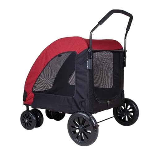 Hundewagen Hunde Kinderwagen Zusammenklappbarer Hunde-Kinderwagen, Atmungsaktiv, Platzsparend, Wasserdicht, Oxford-Stoff, Haustier-Kinderwagen, 4 Räder, Für Kleine, Mittelgroße Hunde Und Katzen Hundeb von GAOJUNAN