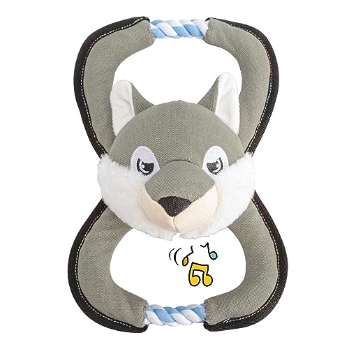 GAOMON Quietschendes Hundespielzeug, langlebiges Plüsch-Kauspielzeug in Fuchsform, interaktives Tauziehen Spielzeug für kleine und mittelgroße Hunde von GAOMON