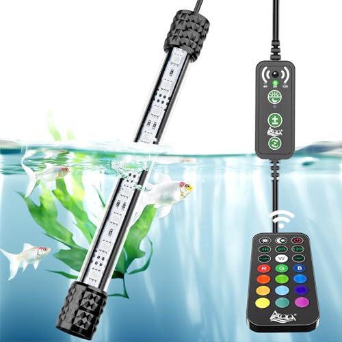 Aquarium Beleuchtung, RGB 16 Einfarbige Farben Aquarium Licht mit Steuerung Fernbedienung, IP68 Wasserdicht Aquarium LED Beleuchtung mit 7 Farben für Fisch Tank Pflanze, Bepflanzte Tanks (28CM) von GAOUTO