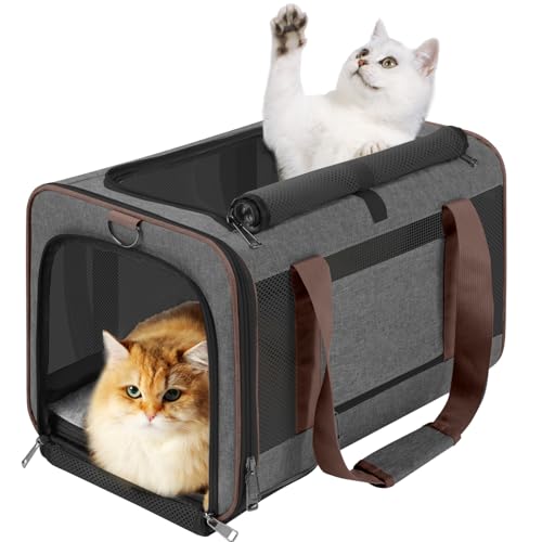 GAPZER Transporttasche für kleine Hunde, weich, Chihuahua, Softshell-Großkatze, Maine Coon/Haustier-Taxi-Tragetasche über 11,3 kg, Top-Loader, Reisehütte, Braun von GAPZER