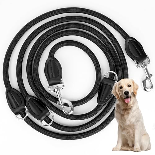 Hundeleine 3m, Verstellbar Doppelleine Hunde Leine für Ggroße und Mittelgroße Hunde mit 2 Karabiner Hochwertige Premium Robust Leine Hund,Extreme Kraft bis 200 kg von GARMEE