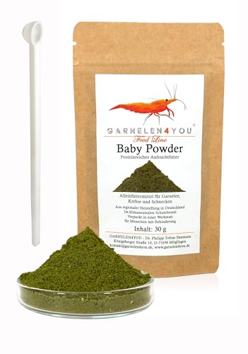 GARNELEN4YOU® Baby Powder | proteinreiches Aufzuchtfutter | Staubfutter aus regionaler Herstellung in Deutschland | wissenschaftlich abgestimmt (30 g, mit Dosierlöffel) von GARNELEN4YOU