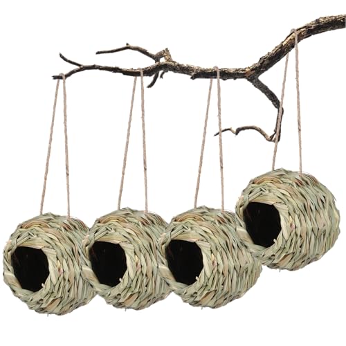 GAROZATION 4 Stück Vogelnest Vogelbett Für Vogel Vogelhäuser Finkennest Sittich Nest Hängender Vogelkäfig Vogel Ruhenest Hängendes Kolibri-Nest Papageiennest Sittichkäfig Kolibri-Nester Gras von GAROZATION