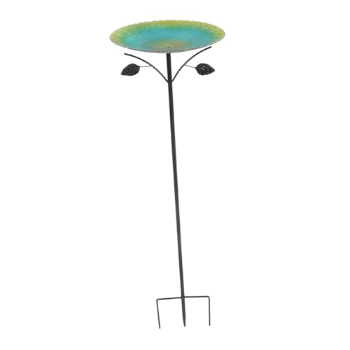 GAROZATION Metal Bird Bath Bowl Mit Erdspieß Vogelbad Für Garten Und Balkon Dekorative Vogeltränke Für Kleine Vögel Und Wellensittiche Durchmesser Peacock Green von GAROZATION