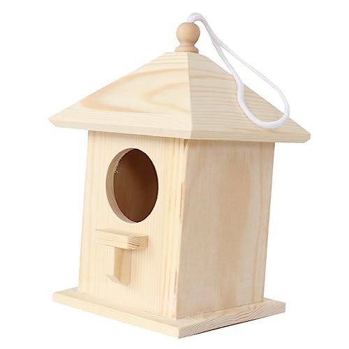 GAROZATION Vogelhaus Hängendes Futterhaus Für Vögel Natürliche Holzvogelvilla Ideal Für Den Garten Und Balkon Perfektes Nist Und Futterhaus Für Kolibris Und Kleine Vögel von GAROZATION