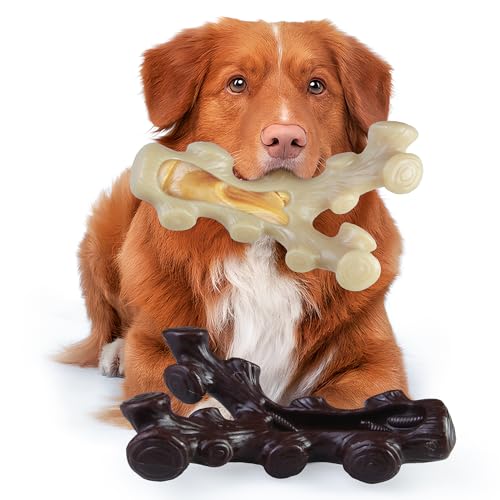 GASAPET Kauspielzeug Hunde für aggressive Kauer, 2 unzerstörbare Hundespielzeuge für mittlere und große Rassen, bestes Hundespielzeug mit echtem Speckgeschmack, Hundeknochen Zahnreinigung/Training von GASAPET