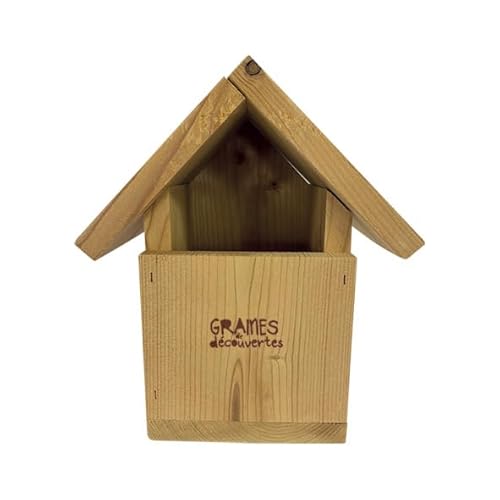 Entdeckende Samen – Vogelhaus mit quadratischer Öffnung – Zubehör für Vögel – thermisch beheiztes Holz mit PEFC-Etikett – langlebig und robust – hergestellt in Frankreich – 22,3 x 14 x 25,5 cm von Gasco