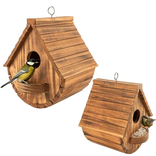 Vogelhaus für draußen – Natürliche Vogelhäuser aus Holz für den Außenbereich, hängendes langlebiges Vogelhaus aus Holz für den Garten, perfektes Zaunkönigshaus, Vogelnest für Kardinäle & Finken von GATIHOK