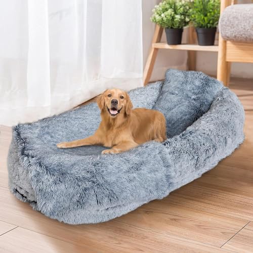 GAZHOME Hundebett 6XL mit waschbarem Bezug Hundekissen, Hundekorb, Flauschiges Hundebett für Super große, mittelgroße & große Hunde von GAZHOME