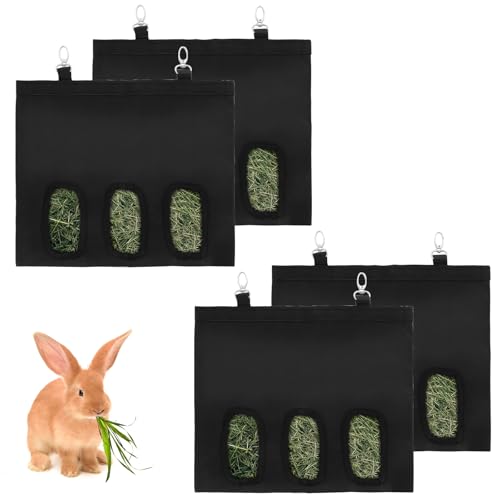 GBACHOOSE Heu-Futtertasche für Kaninchen, Meerschweinchen, Chinchilla, Hamster, kleine Haustiere, 3 Löcher, 3 Löcher, 4 Stück von GBACHOOSE