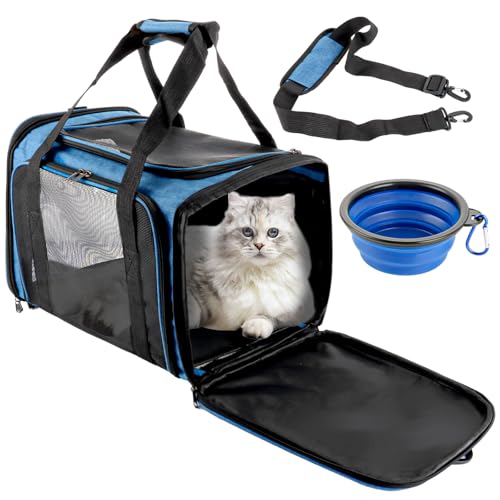 GBACHOOSE Transportbox Katze, Hunde Transporttasche 45cm*30cm*30CM, Atmungsaktive Katzentasche mit Mesh-Fenster für Katzen Kleiner Hund Welpe von GBACHOOSE