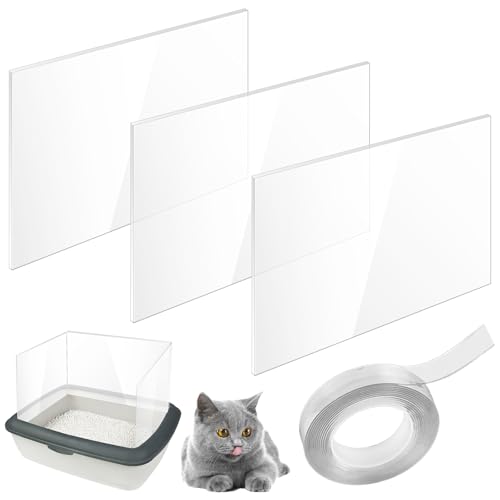 3 Stück Katzentoilette Pee Shields 30x40cm: Spritzschutz Für Katzentoilette mit 1 Rolle Nanoband, Katzentoilettengehäuse Kätzchenzubehör Katzentoiletten-Abschirmungen Offene Oberseite Katzenklo Pinkel von GBKDQQ