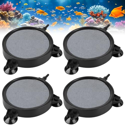 GBKDQQ 4PCS Aquarium Luftstein, 100mm Aquarium Luftausströmer Aquarium Sprudler mit 12 Starke Saugnäpfe, Sprudelstein für Teiche, Super-High Diffusor für Gelösten Sauerstoff Lässt Super Tiny Bubbles von GBKDQQ