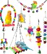 8 Stück Papageienspielzeug Vogelschaukel Vogel, Papagei Glöckchen, Swing Spielzeug, Vogelspielzeug für Wellensittiche, Kakadus, Sittiche, Nymphensittiche von GBKDQQ