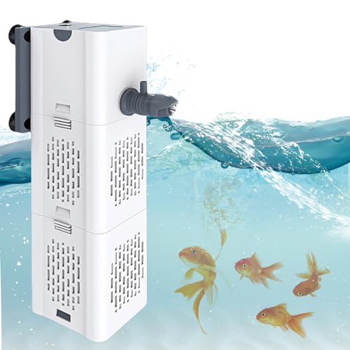 GBKDQQ Aquarium Filter, 500L/H Einstellbarer Aquarium Filterpumpe, 6W Leiser Aquariumpumpe, Aquarium Innenfilter für 35-80L Süß und Salzwasser Aquarien von GBKDQQ