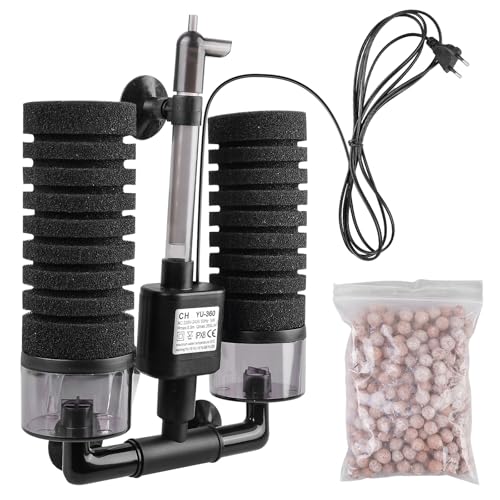 GBKDQQ Aquarium Schwammfilter, 5W Aquarium Filter mit Filtermaterial, Leiser Elektrischer Doppelschwammfilter Aquarium Innenfilter für 60cm oder mehr Aquarium von GBKDQQ