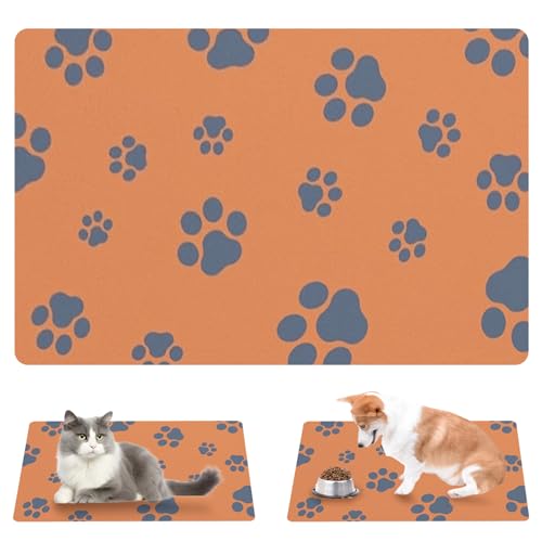 Napfunterlage Hund und Katze 60x40 cm: Futternapf Unterlage Haustier rutschfest Futtermatte Katzen, Super Saugfähige Schnelltrocknend Futtermatten für Haustier Matte-Futterunterlage Katzennapf von GBKDQQ