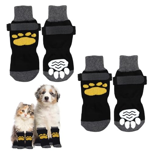 GBULTR Rutschfeste Hundesocken, Pfotenschutz mit Griffen, verstellbare Socken gegen Lecken, Hundeschuhe für verletzte Pfoten, Pfotenschutz für Hunde, Hundestiefel für drinnen und draußen, von GBULTR