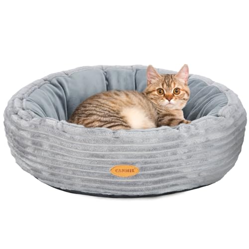 Katzenbett, Hundebett Rund, 50,8 cm Katzenbett Flausching, Waschbares Rundes Haustierbett, Katzenkorb zum Schlafen, Grau von GDGZT