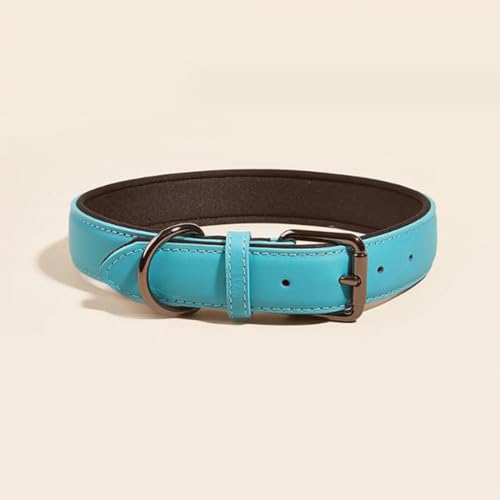 GDJGNUDK Hundehalsband aus gerolltem Leder, weich gepolstert, rund, langlebig und stilvoll, für kleine, mittelgroße und große Hunde (Blau, Xs: 1,5 x 25–32 cm) von GDJGNUDK