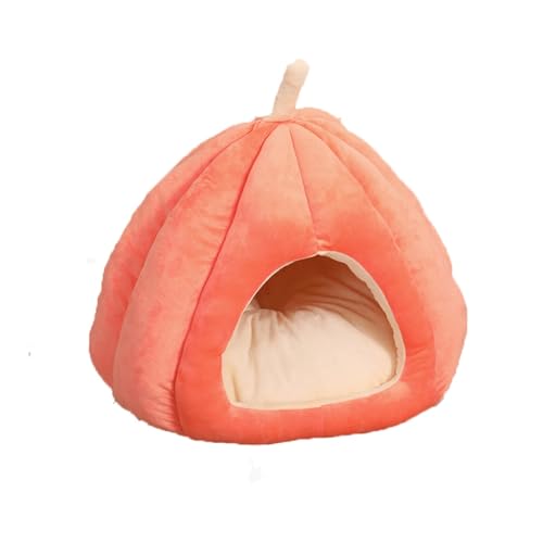 GDJGNUDK Pumpkin Schlaf, Bett, Katze, geschlossenes Zelt mit abnehmbarem Kissen für Katzen, bequemes Schlafen, Kätzchen und kleine Haustiere (Orange, L) von GDJGNUDK