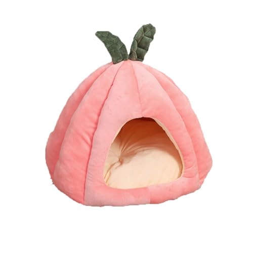 GDJGNUDK Schlafendes Katzenbett mit abnehmbarem Kissen für Katzen, bequemes Schlafen, Kätzchen und kleine Haustiere (Rosa, L) von GDJGNUDK