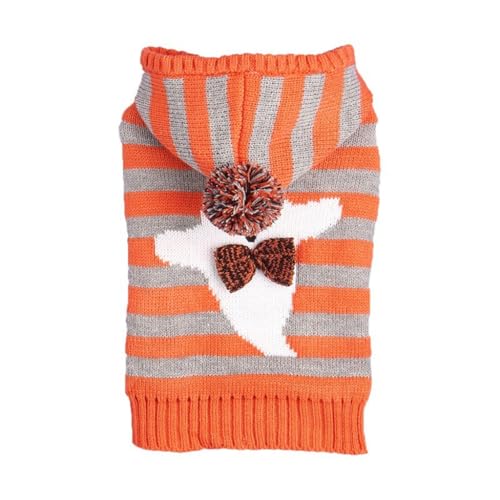 Halloween Haustier Mantel, Hundekostüm Fleece Wintermantel Pullover, Halloween Haustier Sweater Knitted Striped for Katze Dog Small Medium Large(L) von GDJGNUDK