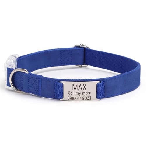 Lederhalsband Hund, Natur Leder Braun Hochwertig Verarbeitetes Hundehalsband, Weich Unterlegt Echtes Lederhalsband Hund(Blue,S) von GDJGNUDK