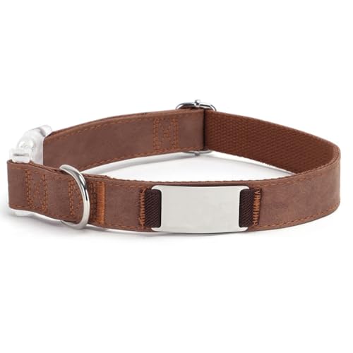 Lederhalsband Hund, Natur Leder Braun Hochwertig Verarbeitetes Hundehalsband, Weich Unterlegt Echtes Lederhalsband Hund(Brown,S) von GDJGNUDK