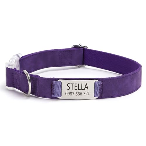 Lederhalsband Hund, Natur Leder Braun Hochwertig Verarbeitetes Hundehalsband, Weich Unterlegt Echtes Lederhalsband Hund(Purple,M) von GDJGNUDK