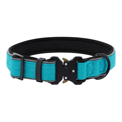 Personalisiertes Taktisches, Schweres Verstärktes Nylon Verstellbares Halsband Hund mit Weichem Innenfutter, Verstellbares für Mittelgroße Große Hunde(Blue,XL) von GDJGNUDK