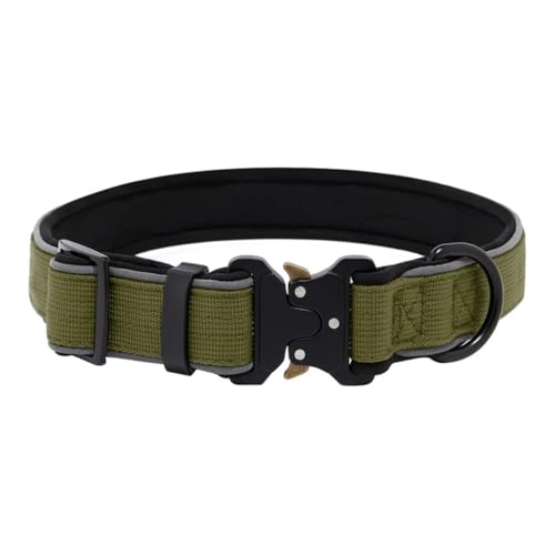 GDJGNUDK Personalisiertes Taktisches, Schweres Verstärktes Nylon Verstellbares Halsband Hund mit Weichem Innenfutter, Verstellbares für Mittelgroße Große Hunde(Brown,S) von GDJGNUDK