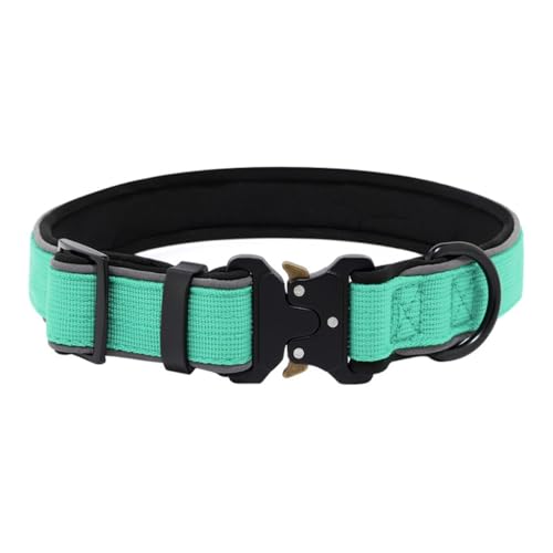 GDJGNUDK Personalisiertes Taktisches, Schweres Verstärktes Nylon Verstellbares Halsband Hund mit Weichem Innenfutter, Verstellbares für Mittelgroße Große Hunde(Green,L) von GDJGNUDK