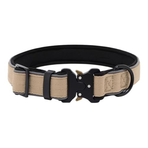 Personalisiertes Taktisches, Schweres Verstärktes Nylon Verstellbares Halsband Hund mit Weichem Innenfutter, Verstellbares für Mittelgroße Große Hunde(Metallic,L) von GDJGNUDK