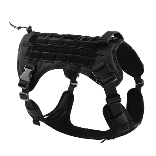 Pet Tactical Dog Harness Vest with Handle with All Metal Buckles, Adjustable No Pull Service Dog Vest with Molle-System for Medium Dog(Grau, L) von GDJGNUDK