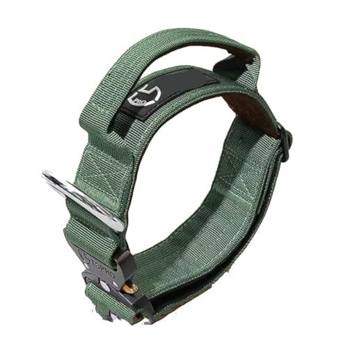 Taktisches Hundehalsband, Verstellbare Halsband mit Kontrollgriff, Militär-Hundehalsband mit Robuster Metallschnalle, für Mittelgroße und Große Hunde(Green,L) von GDJGNUDK